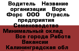 Водитель › Название организации ­ Ворк Форс, ООО › Отрасль предприятия ­ Семеноводство › Минимальный оклад ­ 42 900 - Все города Работа » Вакансии   . Калининградская обл.,Приморск г.